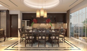  Tủ bếp gỗ óc chó cao cấp tại biệt thự VinHomes Thăng Long Hoài Đức